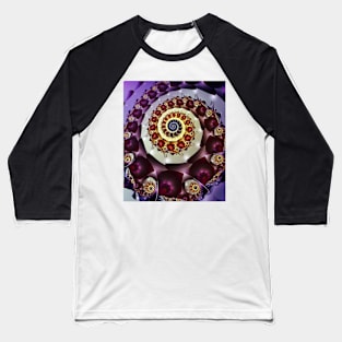 Purple Spiral Pattern Baseball T-Shirt